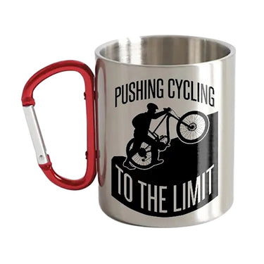 Pushing Cycling To The Limit Stainless Steel Double Wall Carabiner Mug 12oz
